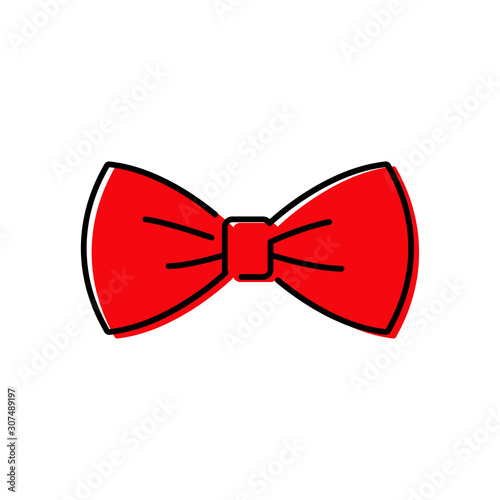 Icono plano lineal corbatín con color rojo