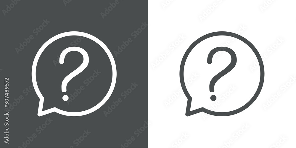 Icono plano lineal símbolo de interrogación en burbuja de habla en ...
