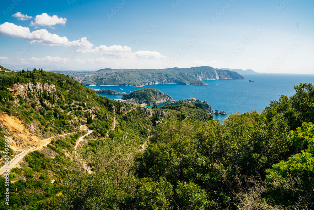 Spectacular view of the bay and mountain road.