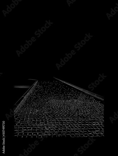 Hand drawn image of paving stones, sidewalk, small gray bricks, sketch.