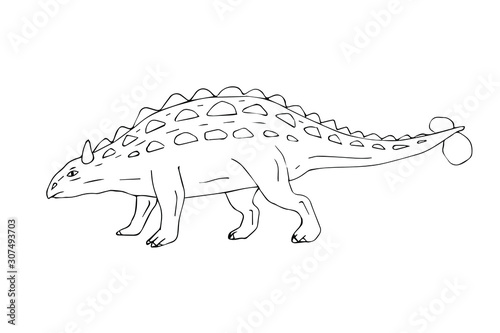 Vector hand drawn doodle sketch ankylosaurus dinosaur isolated on white background