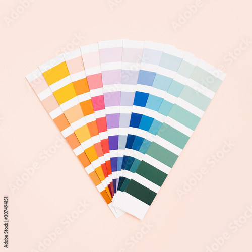 Color palette with various samples. Rainbow sample colors catalogue.