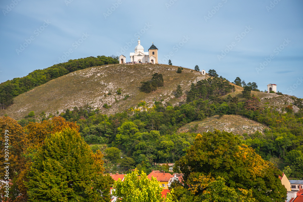 Svaty Kopecek, Holly Hill with White Chapel (St. Sebastian Chapel) in Mikulov, Czech Republic