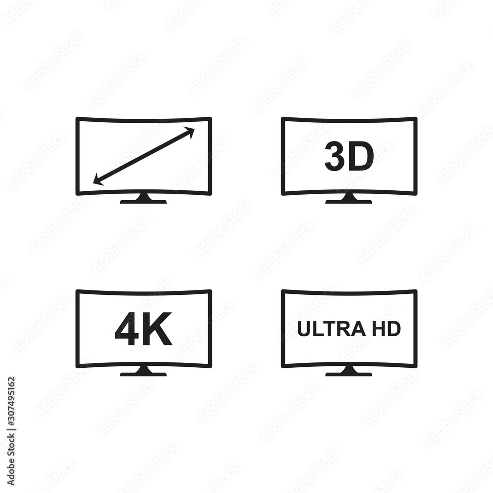 Smart TV mode icon. Widescreen symbol. Full hd. 3D Television sign. Infographic design buttons. Circle templates. Vector Smart TV mode icon. Widescreen symbol. Full hd. 3D Television sign. Infographic design buttons. Circle templates. Vector