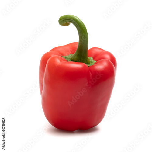 Red Bell Pepper Isolated on White Background. Source of Vitamins and Dietary Fiber for Healthy Eating