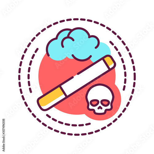 Smoking addiction color line icon. Physical or emotional dependence on nicotine. Pictogram for web page, mobile app, promo. UI UX GUI design element. Editable stroke.