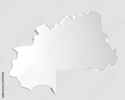 3d illustration of country map of burkina faso
