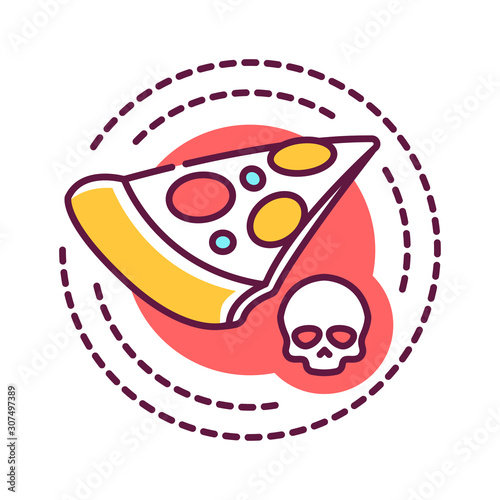 Junk food addiction color line icon. Physical or emotional dependence. Unhealthy lifestyle. Harmful nutrition. Pictogram for web page, mobile app, promo. UI UX GUI design element.