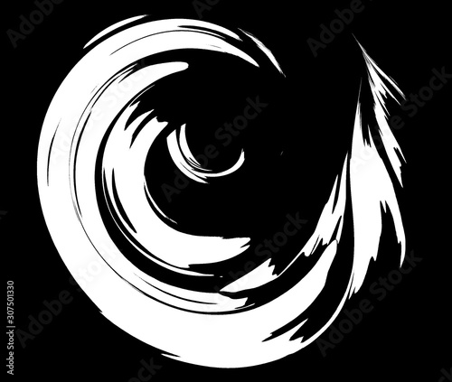 Futuristic abstract vortex wallpaper. Fractal element. Hypnotic radial lines background. 3D illustration. Optical illusion of motion. Black and white backdrop with geometric pattern.