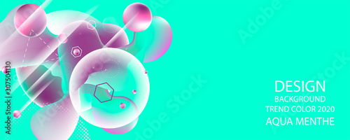 Abstract background futuristic on Aqua Menthe color banner geometric turquoise gradient texture with lines