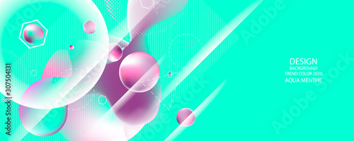 Abstract background futuristic on Aqua Menthe color banner geometric turquoise gradient texture with lines