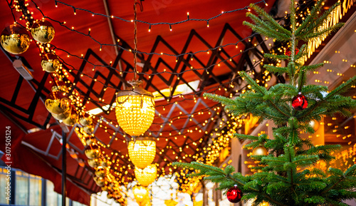 Christmas decoration and lights in the street
