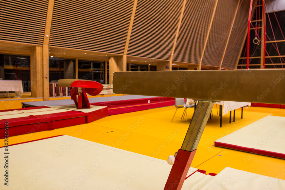 Gymnastic equipment in a gymnastic center Gymnastic equipment in a gymnastic center