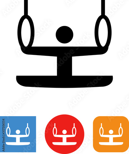 Gymnast Performing Rings Routine Vector Icon
