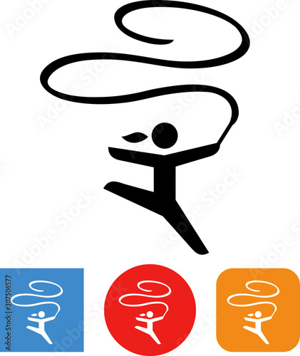 Gymnast With Ribbon Vector Icon