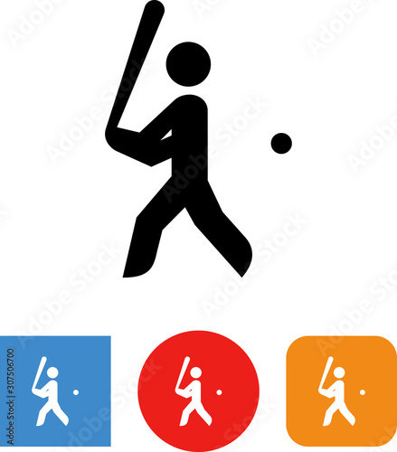 Baseball Player With Bat Vector Icon