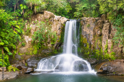 New Zealand, North Island, Waikato, Waiau, scenic view of waterfall photo