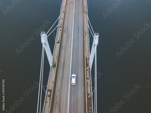 Aerial view of Bridge over Volga River, Moscow, Russia photo