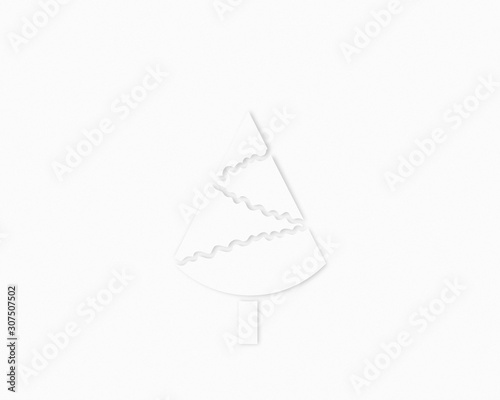 Christmas tree cut out on white textured paper, illustration © Leiana