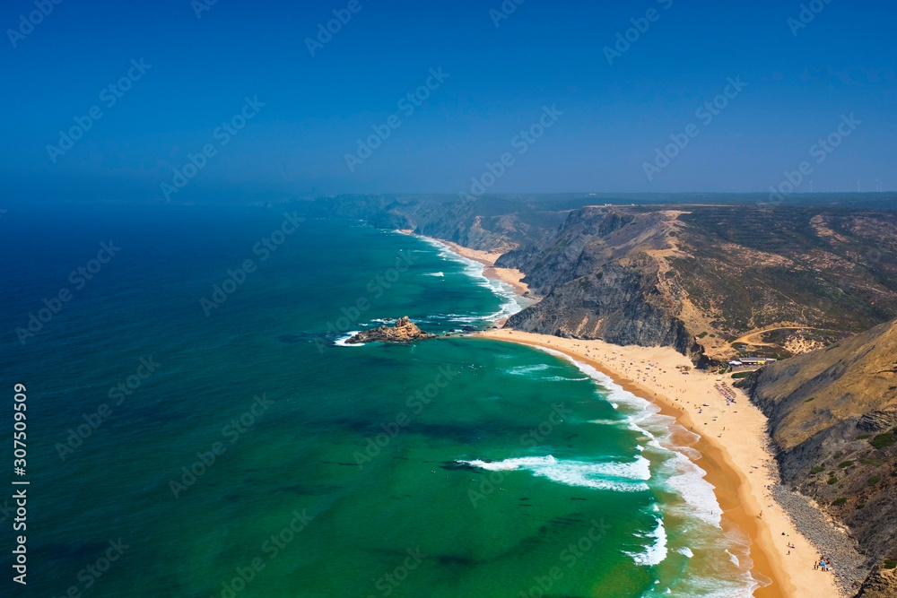 Portugal, Algarve, Aerial view of?Castelejo?and?Cordoama?beaches in summer Portugal, Algarve, Aerial view of?Castelejo?and?Cordoama?beaches in summer