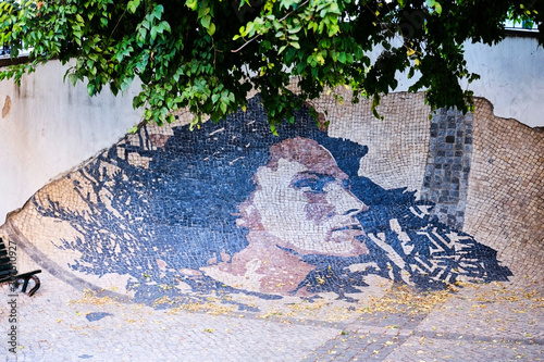 Portugal, Lisbon, Alfama, mosaic showing Fado singer Amalia Rodrigues photo