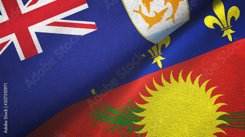 Anguilla and Guadeloupe two flags textile cloth, fabric texture photo