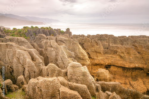 New Zealand, South Island, Punakaiki, Pancake Rocks and Blowholes Walk in Paparoa National Park photo
