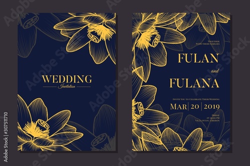 wedding invitation card set abstract doodle hand drawn floral daisy flower sketch vintage retro decoration ornament frame greeting poster background mockup template vector illustration