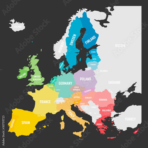 Colorful vector map of EU, European Union, member states