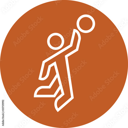 Basketball Player Layup Dunk Outline Icon