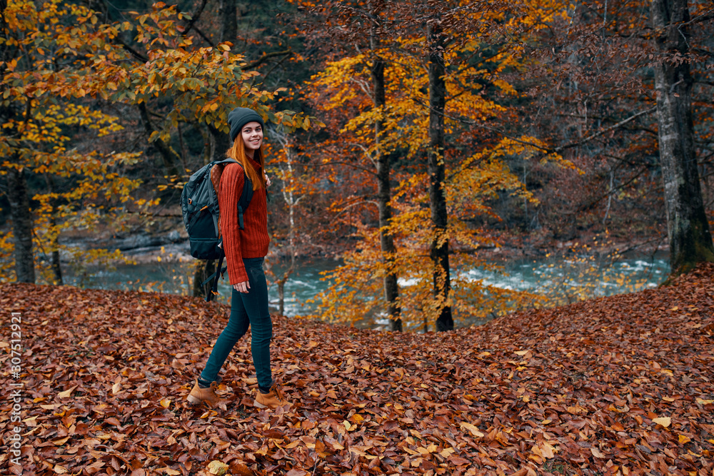 woman in autumn forest