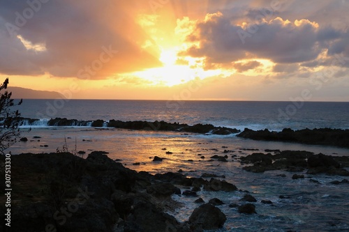Sunset on the beach  North Shore Hawaii 