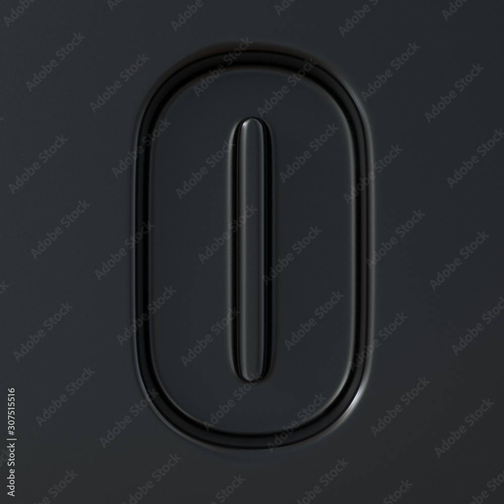 Black engraved font Letter O 3D Black engraved font Letter O 3D
