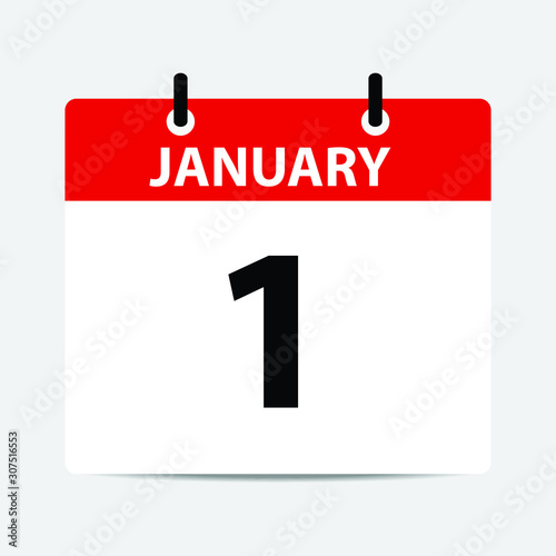 1 JANUARY calendar - vector icon 2020 icon