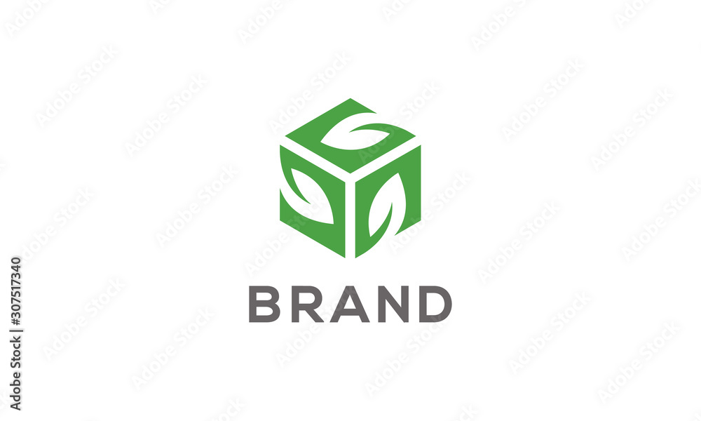Modern and memorable logo of a box with leaves. Cube leaves logo. Cube leaf logo for sale. Modern and memorable logo of a box with leaves. Cube leaves logo. Cube leaf logo for sale.
