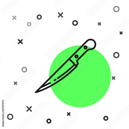 Black line Knife icon isolated on white background. Cutlery symbol. Vector Illustration