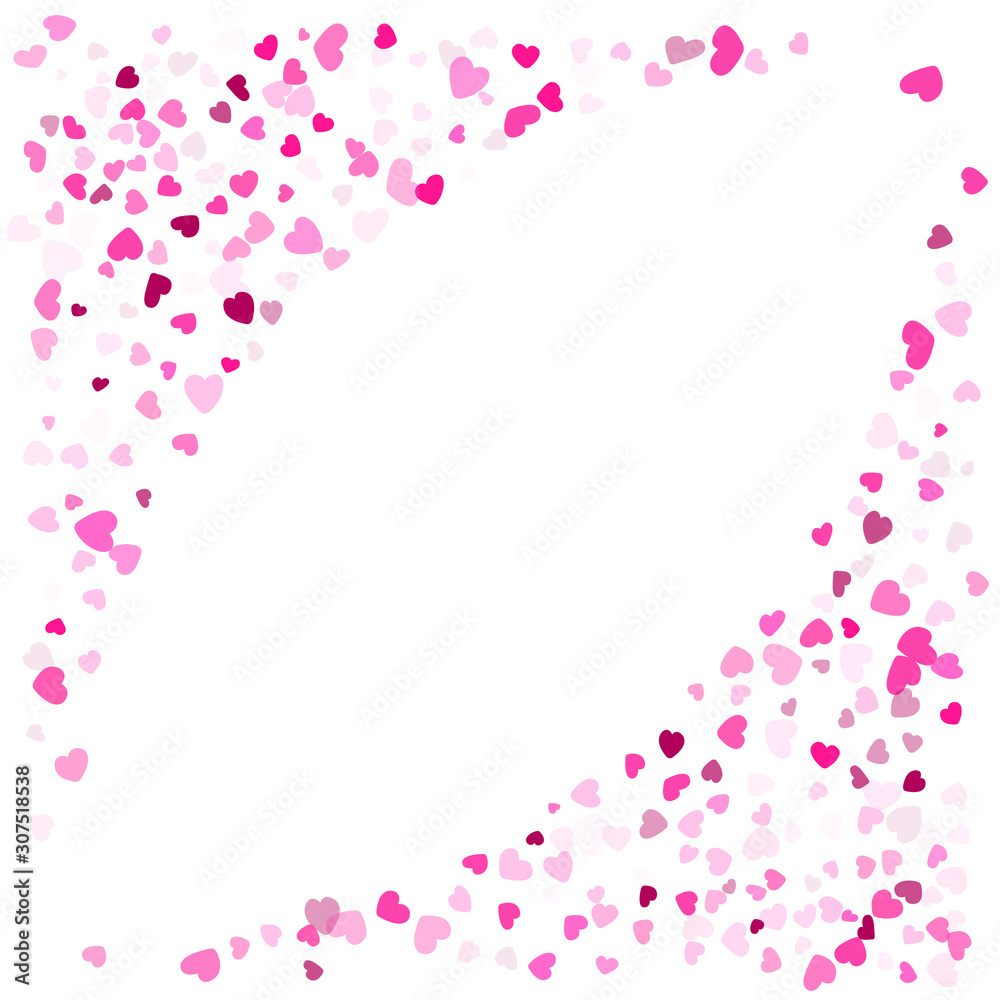 Hearts confetti flying vector background graphic design.