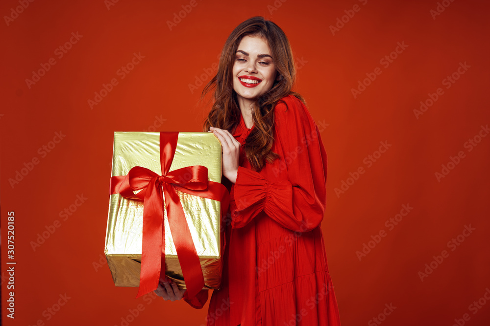 young woman with gift young woman with gift