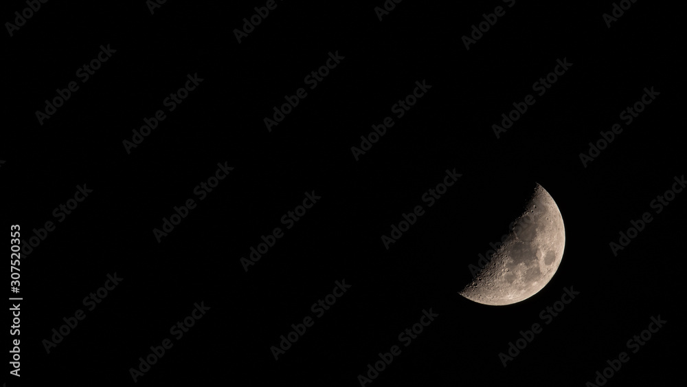 Decrescent moon on the night sky - Panorama Decrescent moon on the night sky - Panorama