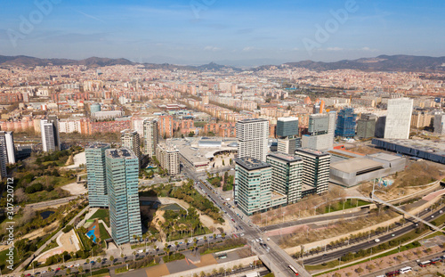 Aerial view of Diagonal Mar i el Front Maritim del Poblenou, Barcelona