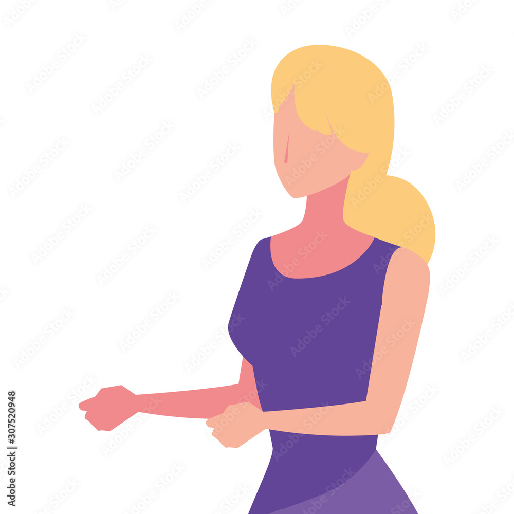 young woman on white background