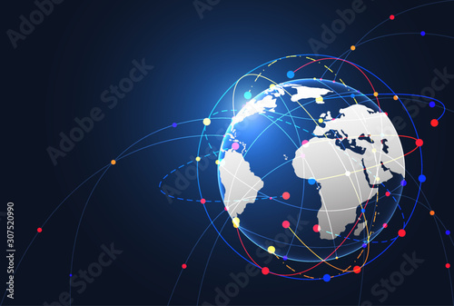 Global network connection. World map point and line composition concept of global business. Vector Illustration
