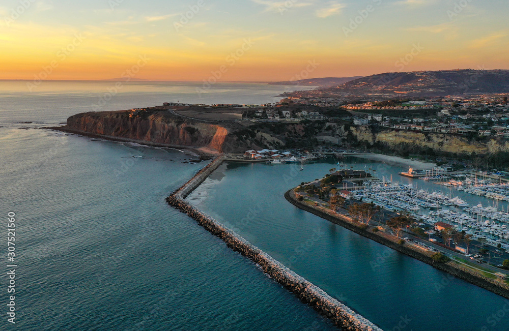 Dana Point Cliffs and Harbor at Sunset