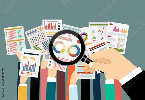 Business planing. Human hands holding proposal business plan. Flat design illustration concepts for business planning. Vector.