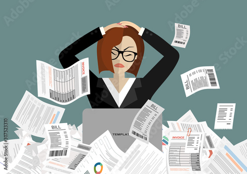 Young stressed woman have no money to pay debts, holding head in despair, can not pay bills, having financial troubles. Planning budget concept
