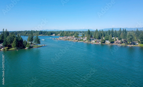 Man Made Lake Tapps on a beautiful summer day in Bonney Lake Washington