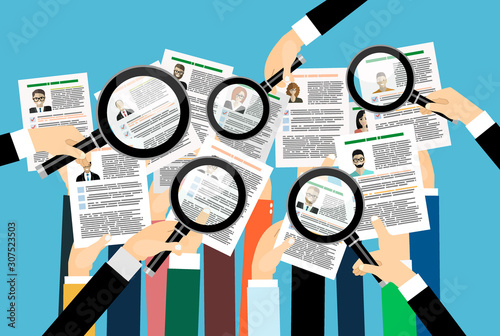 Applying for job, giving CV, job competition, vector concept