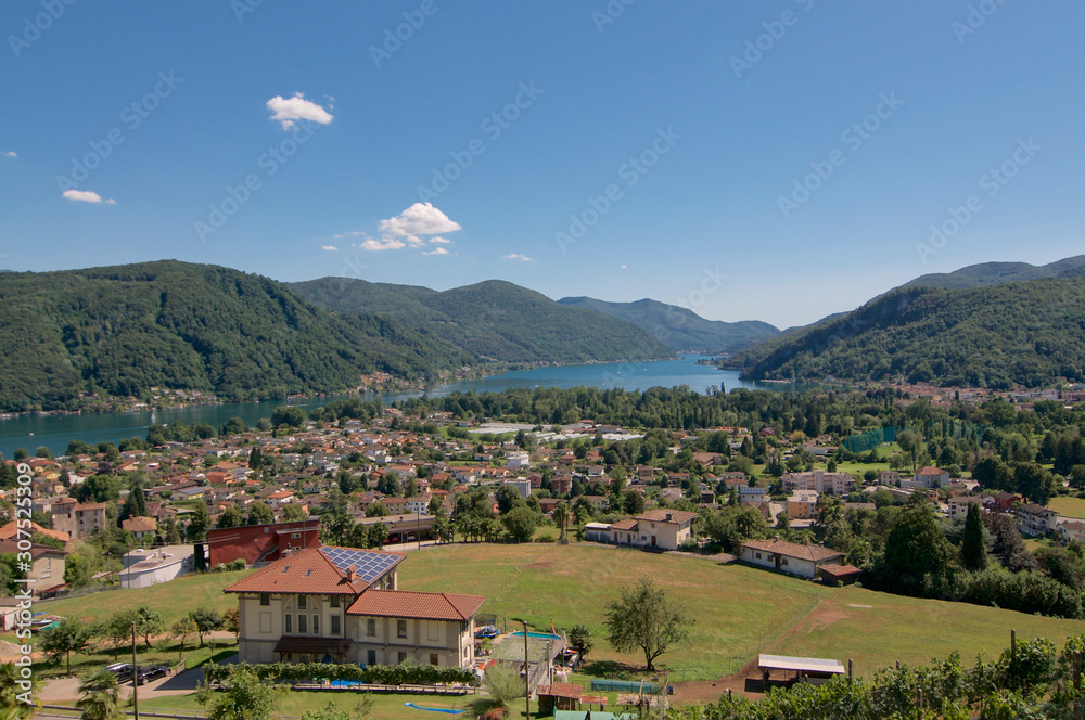 View over Magliaso village and Lugano lake