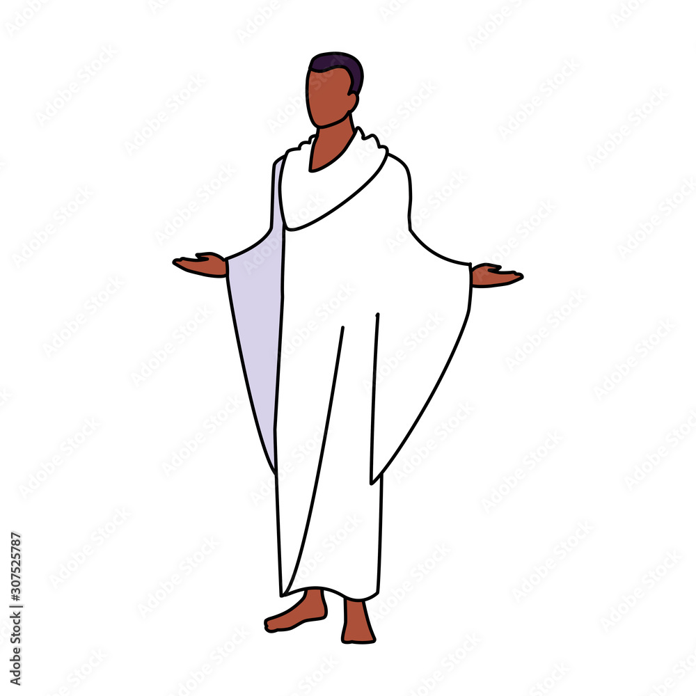 man pilgrim hajj standing on white background