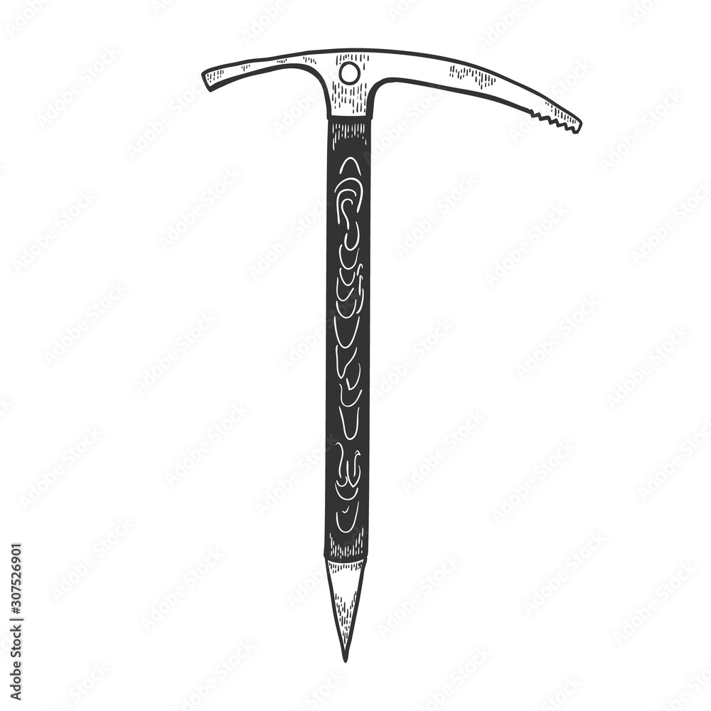 Hand Drawn Ice Axe. Mountaineering Tool. Vector Hand Drawn Ice Axe. Mountaineering Tool. Vector